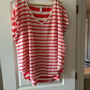 Red and White Striped Women's Top